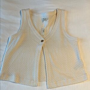 NWT Madewell Cream Open-Weave Sleeveless Knit Tank, Size Medium